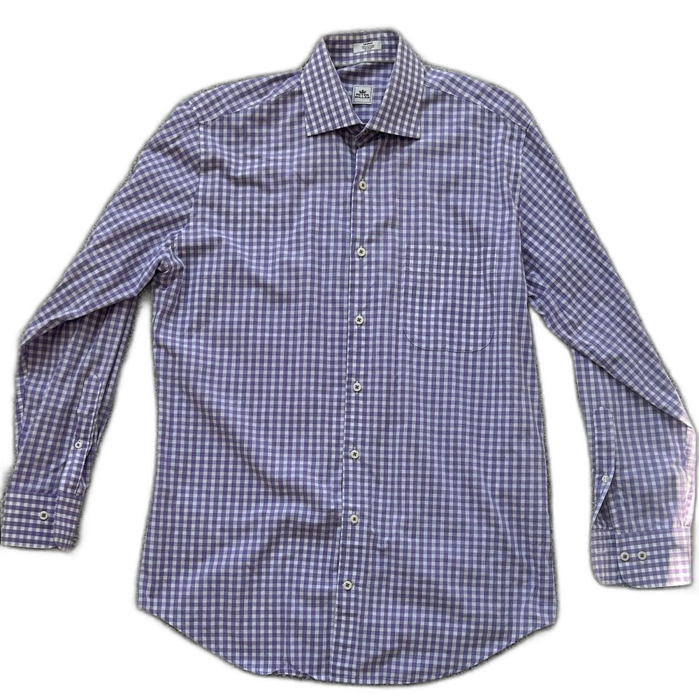 Peter Millar Purple Checkered Button-Down Shirt 100% Cotton Classic Fit  Men’ M